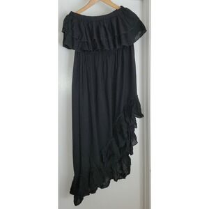 Catwalk Studia Black Cotton Dress Size L New With Tags Ruffles
